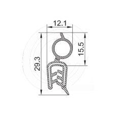 Door seal | EPDM | sponge rubber tube top | black | 29,3 x 12,1 mm | per meter